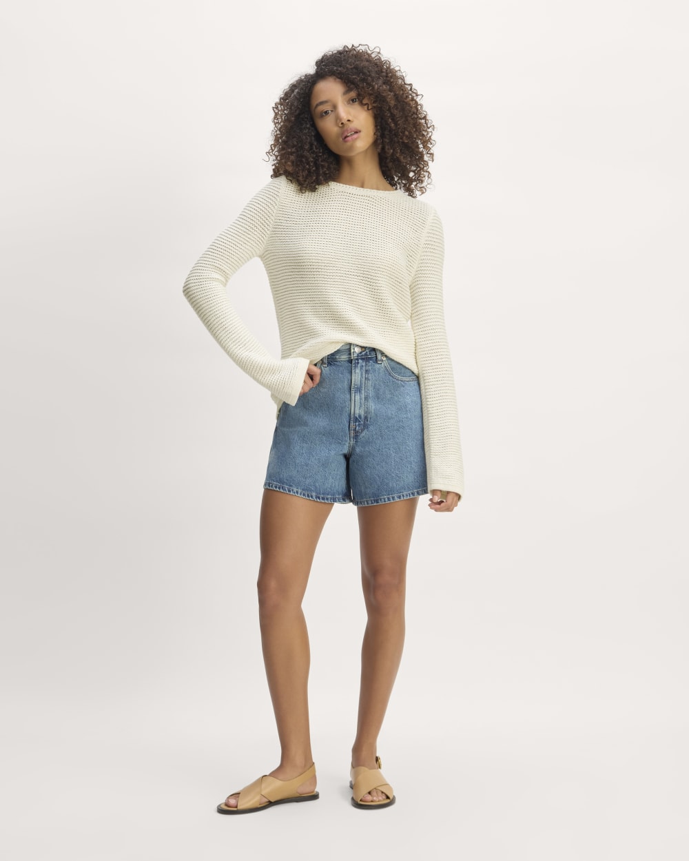 The Organic Cotton Open-Stitch Crew | Bone