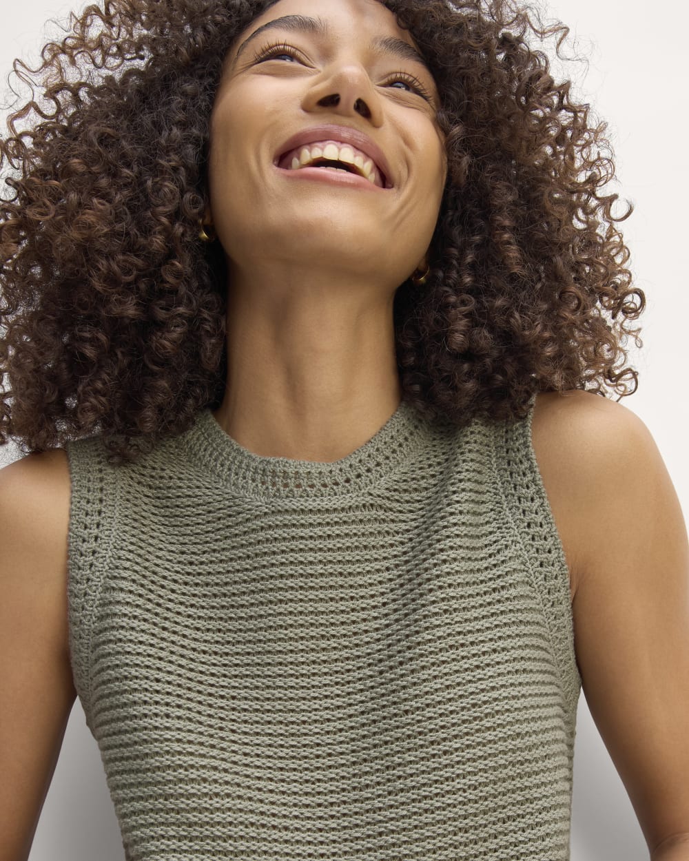 The Organic Cotton Open-Stitch Tank | Sage Green