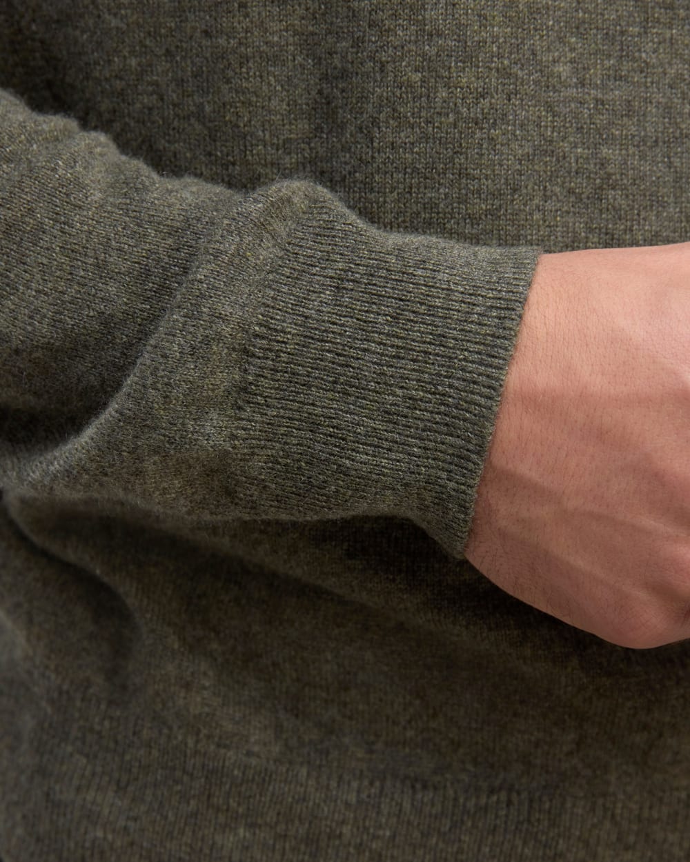 The Quarter-Zip in Cashmere | Heathered Army Green