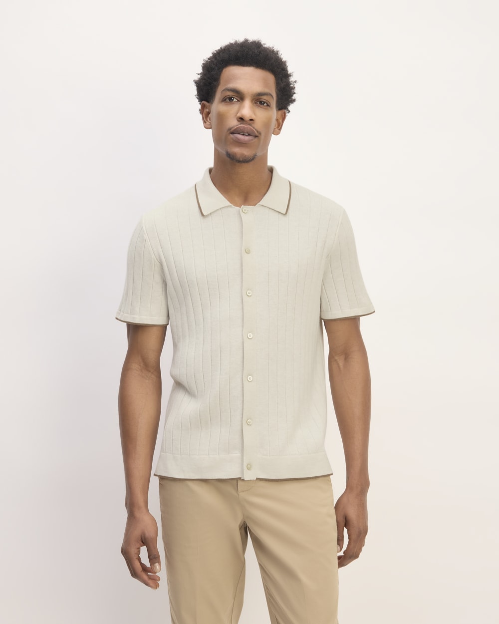 The No-Sweat Button-Down Polo | Heathered Canvas