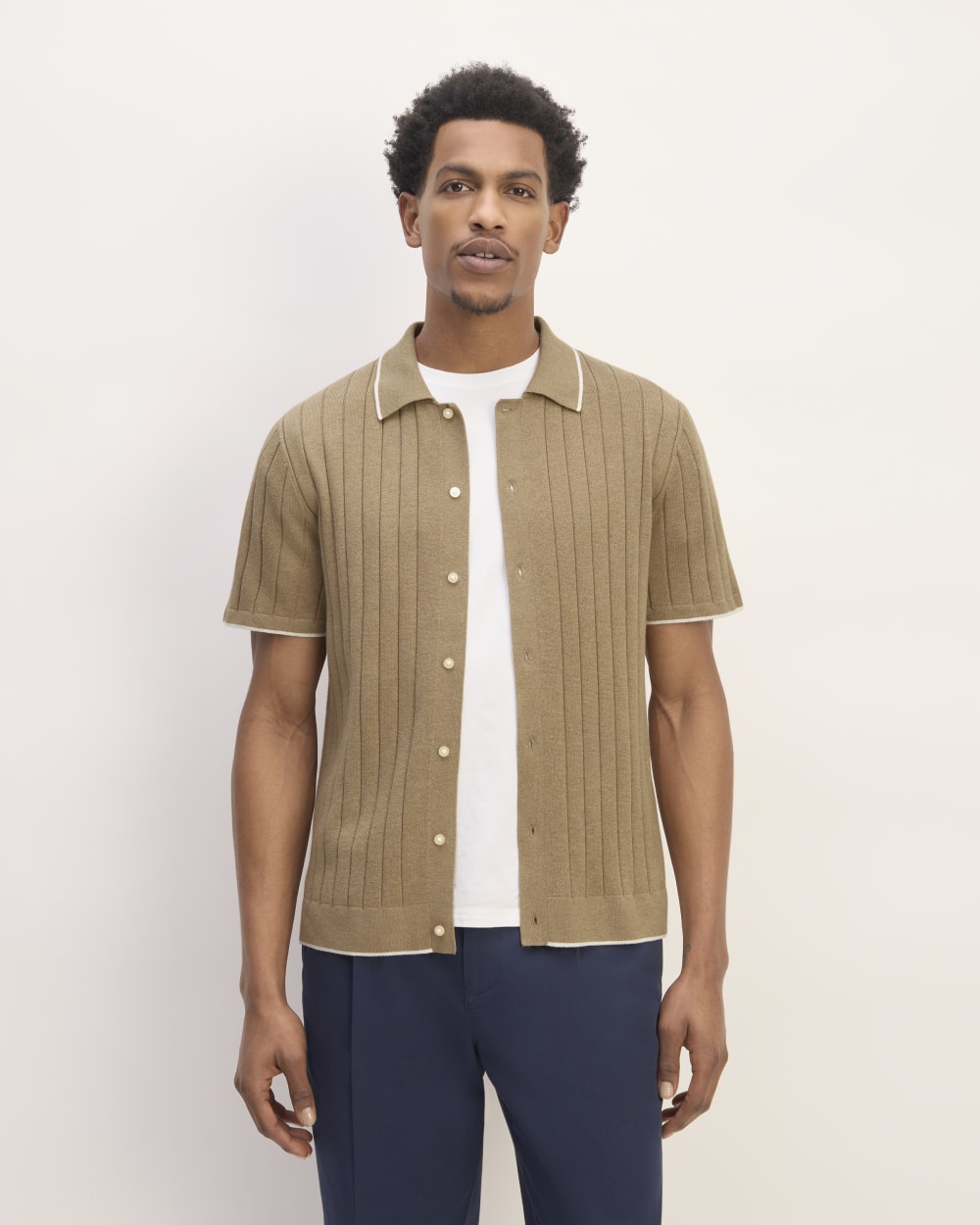 The No-Sweat Button-Down Polo | Dark Heathered Camel