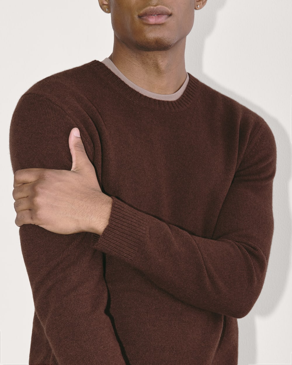 The Premium Merino Crew Neck Sweater | Heather Mahogany