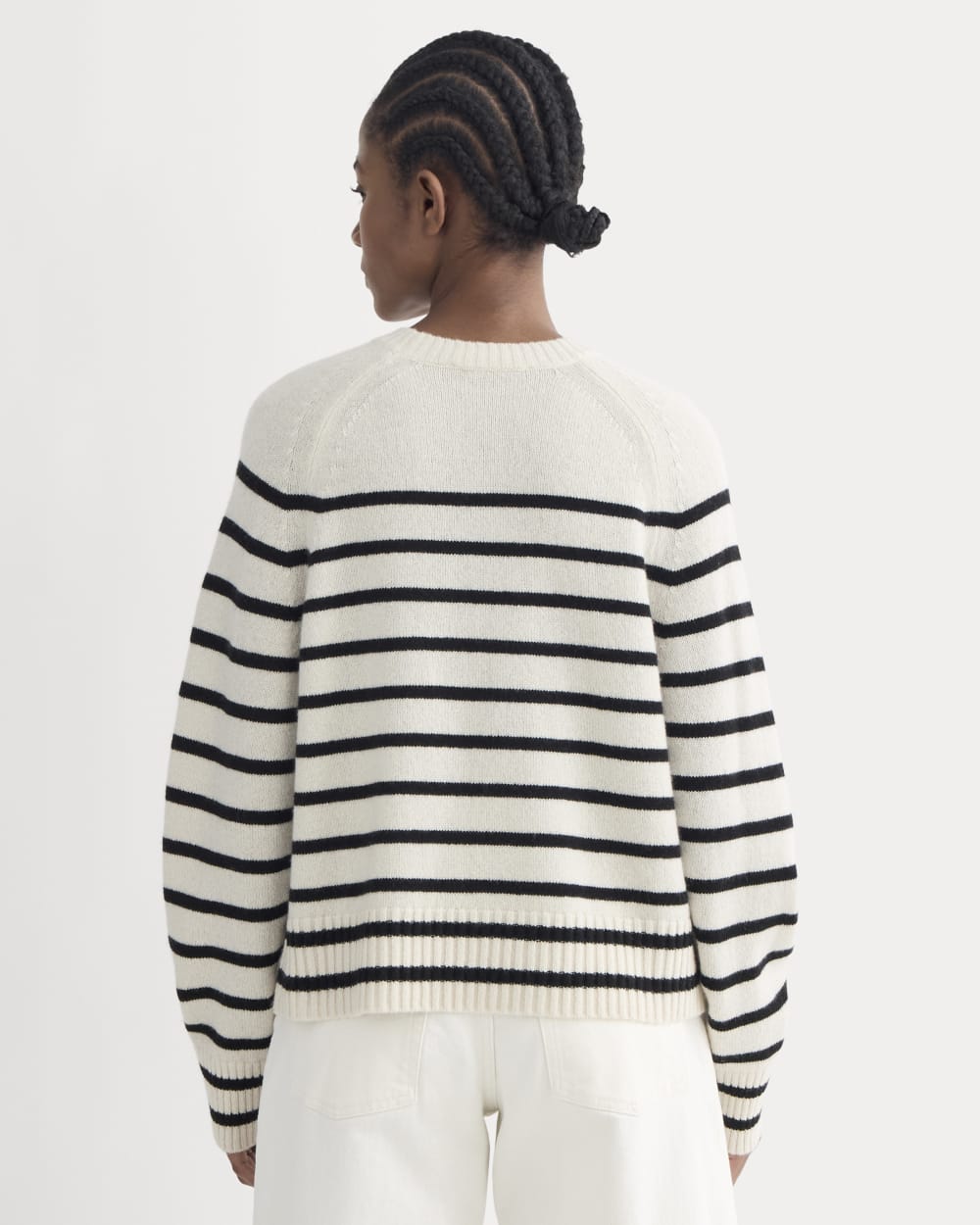 The Boxy Crew in Cashmere | Bone / Black