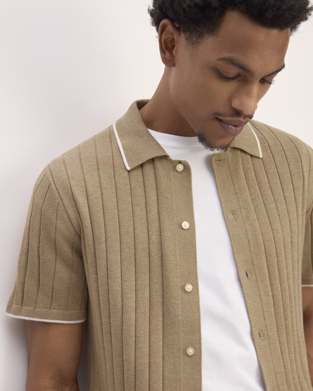The No-Sweat Button-Down Polo | Dark Heathered Camel