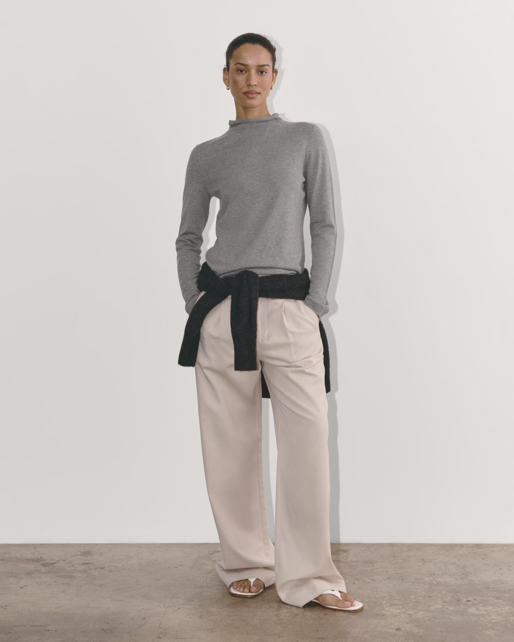 The Funnel Neck in Cotton Cashmere | Heather Charcoal