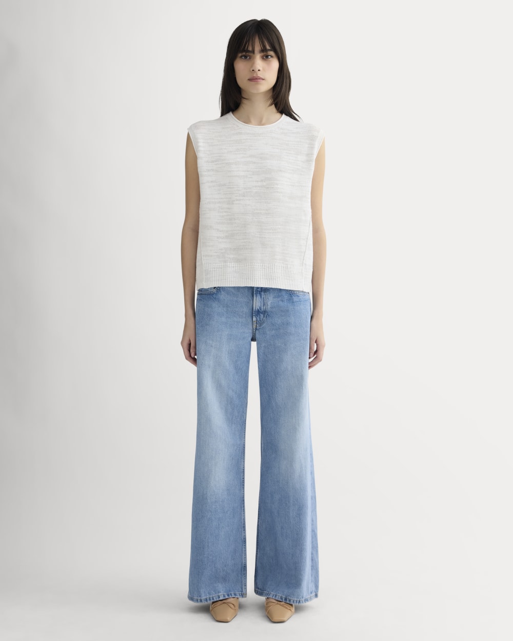 The Muscle Sweater in Cotton Linen | White