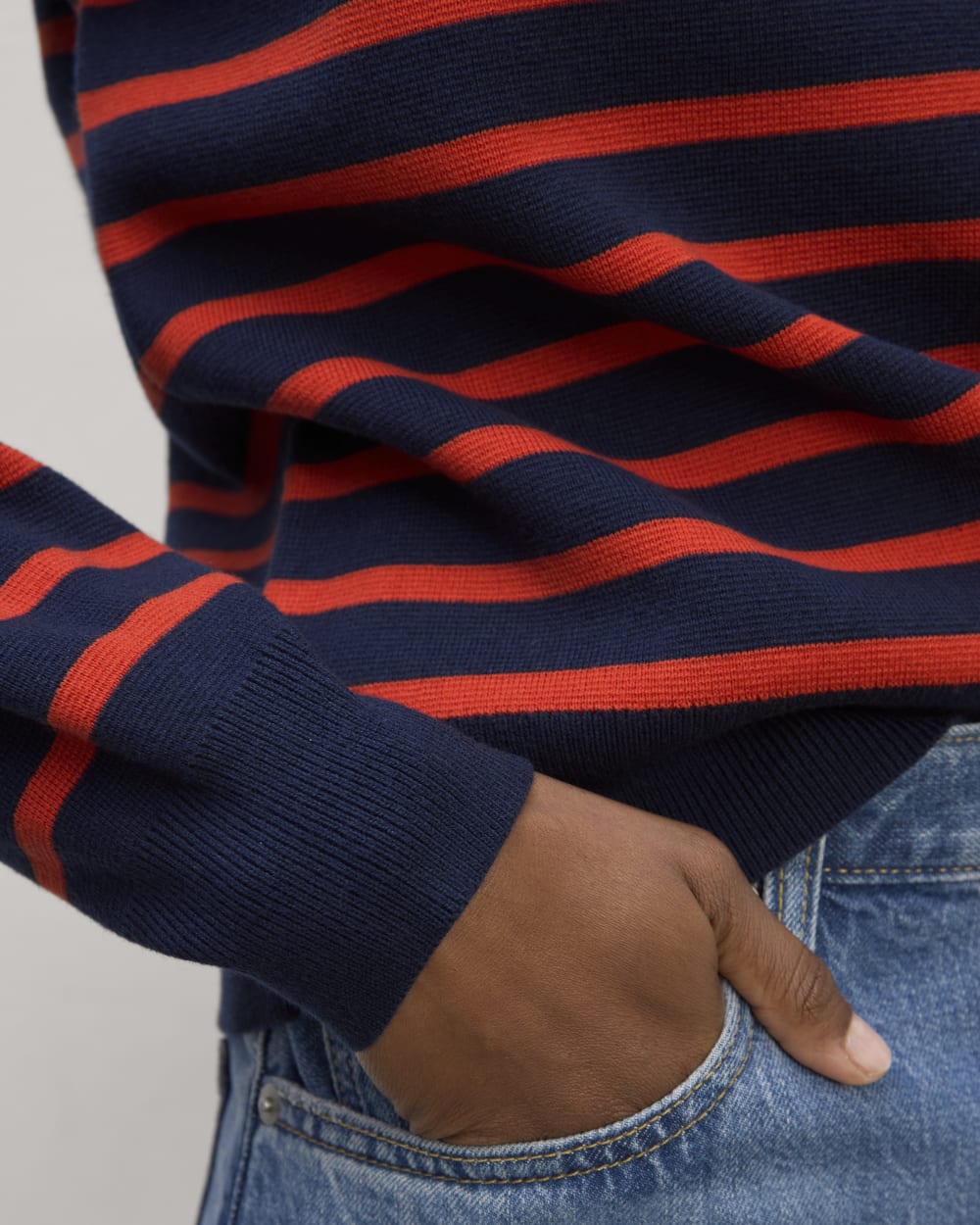 The Mariner Crew Sweater | Navy / Poppy Red
