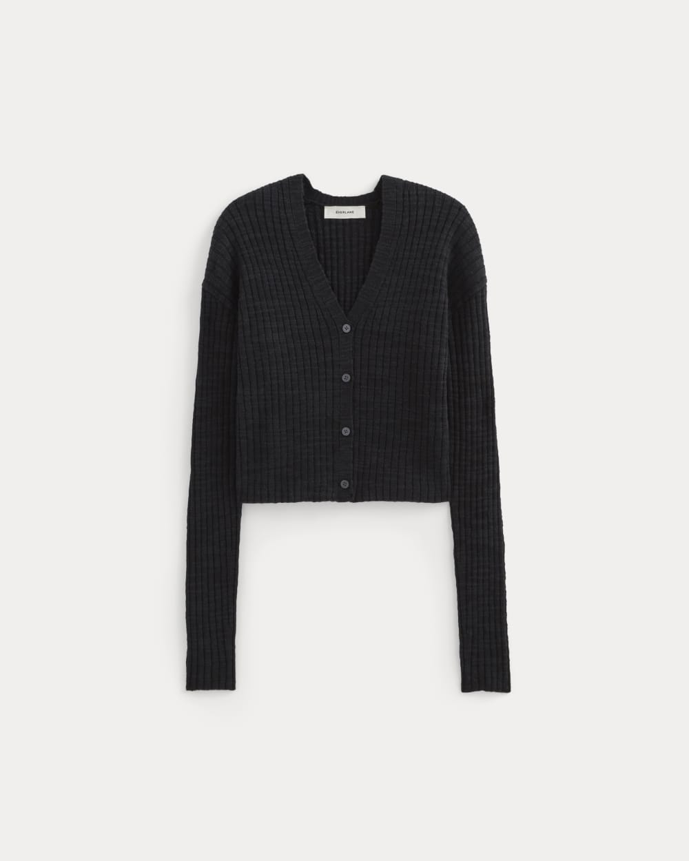 The Ribbed Cardigan in Cotton Linen | Black