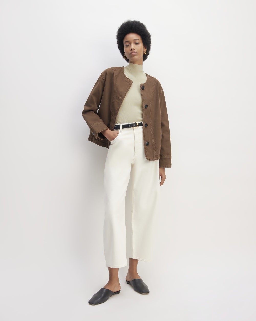 The Viscose Mock Neck Top | Beige