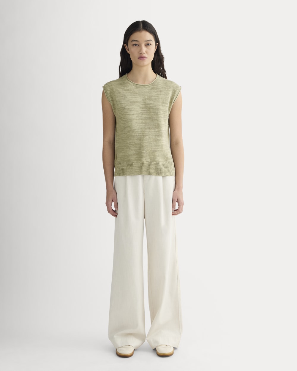 The Muscle Sweater in Cotton Linen | Eucalyptus