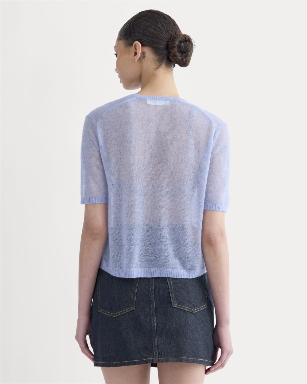 The Air Alpaca™ Short-Sleeve Cardigan | Soft Blue