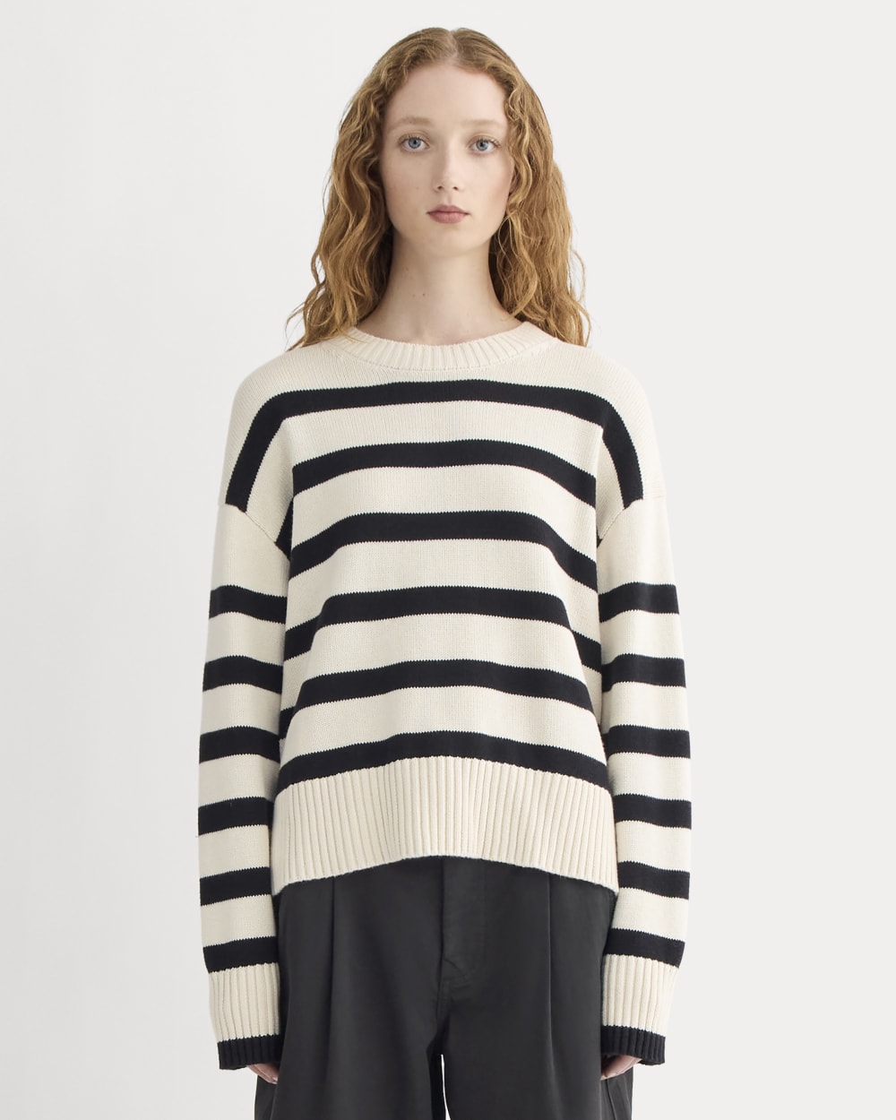 The Boxy Sweater in Everyday Cotton | Canvas / Black
