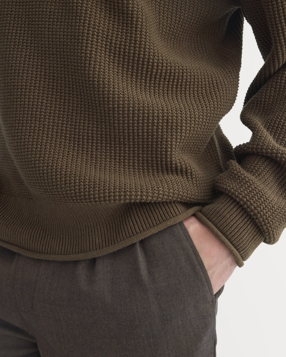 Waffle Rollneck Crew in Everyday Cotton | Cocoa