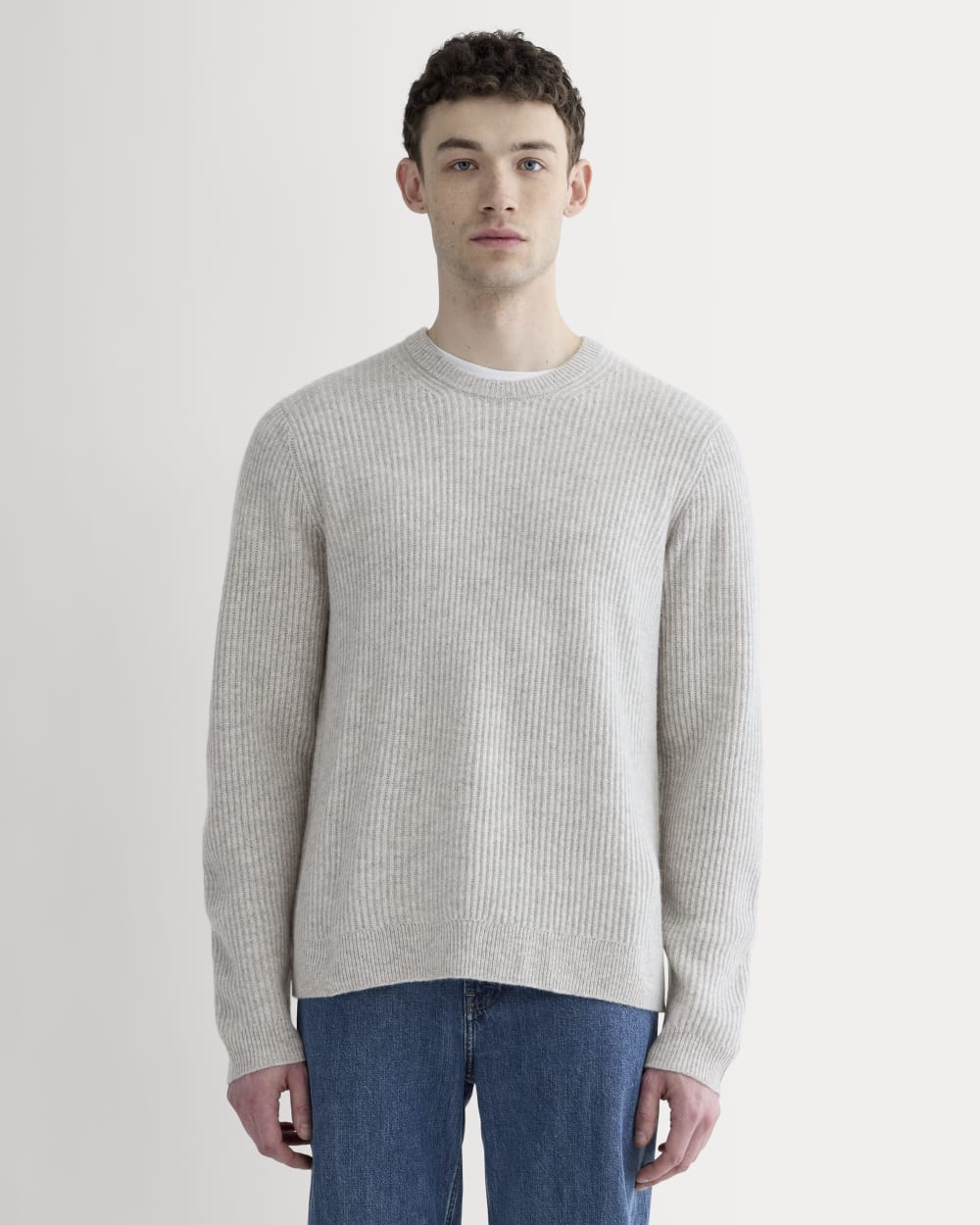 The Fisherman Crew in Wool Cashmere | Light Heather Grey