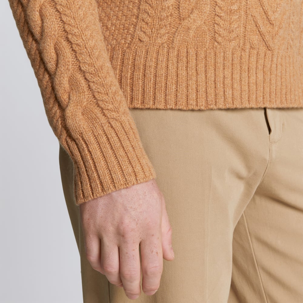 The Felted Merino Cable-Knit Crew | Cappuccino