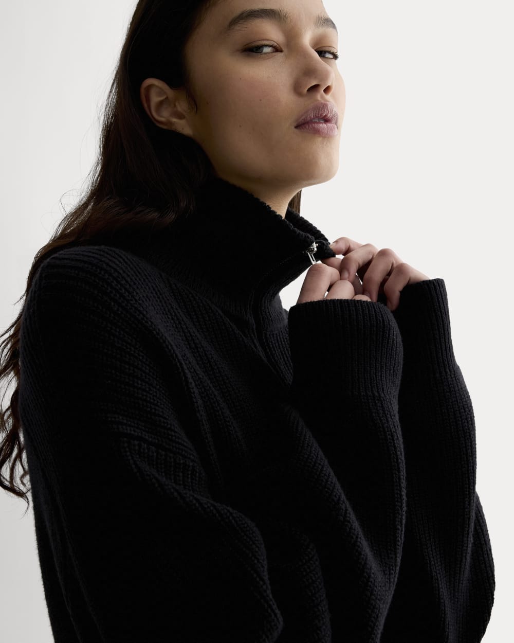 The Half-Zip in Everyday Cotton | Black