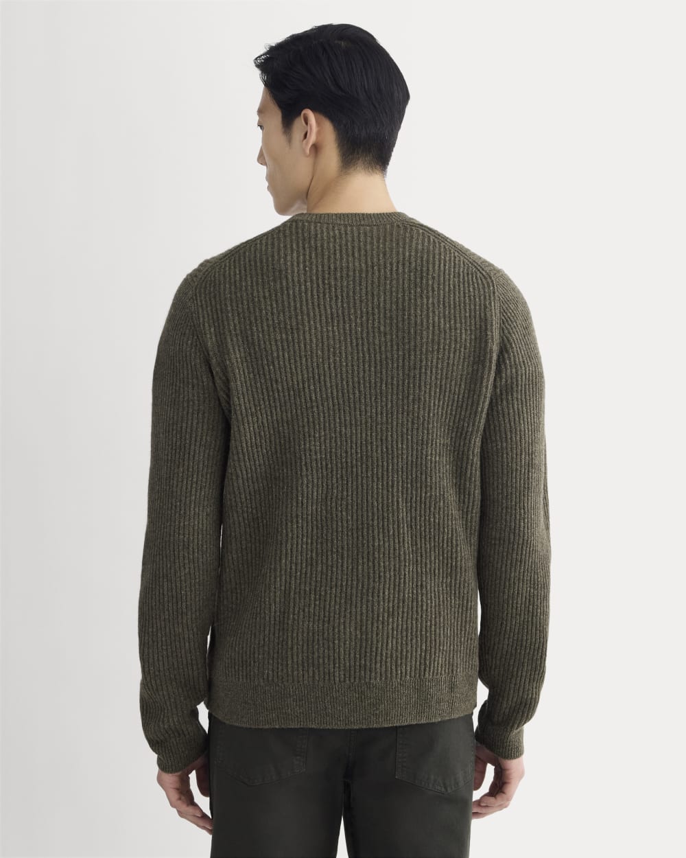 The Fisherman Crew in Wool Cashmere | Heathered Army Green