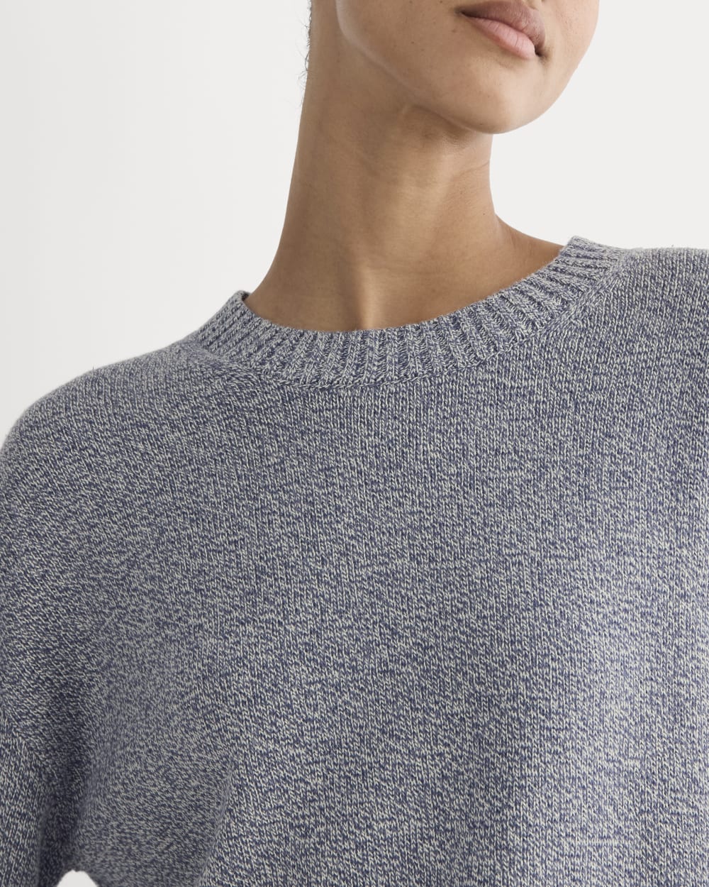 The Boxy Sweater in Everyday Cotton | Blue Indigo/Canvas Twist