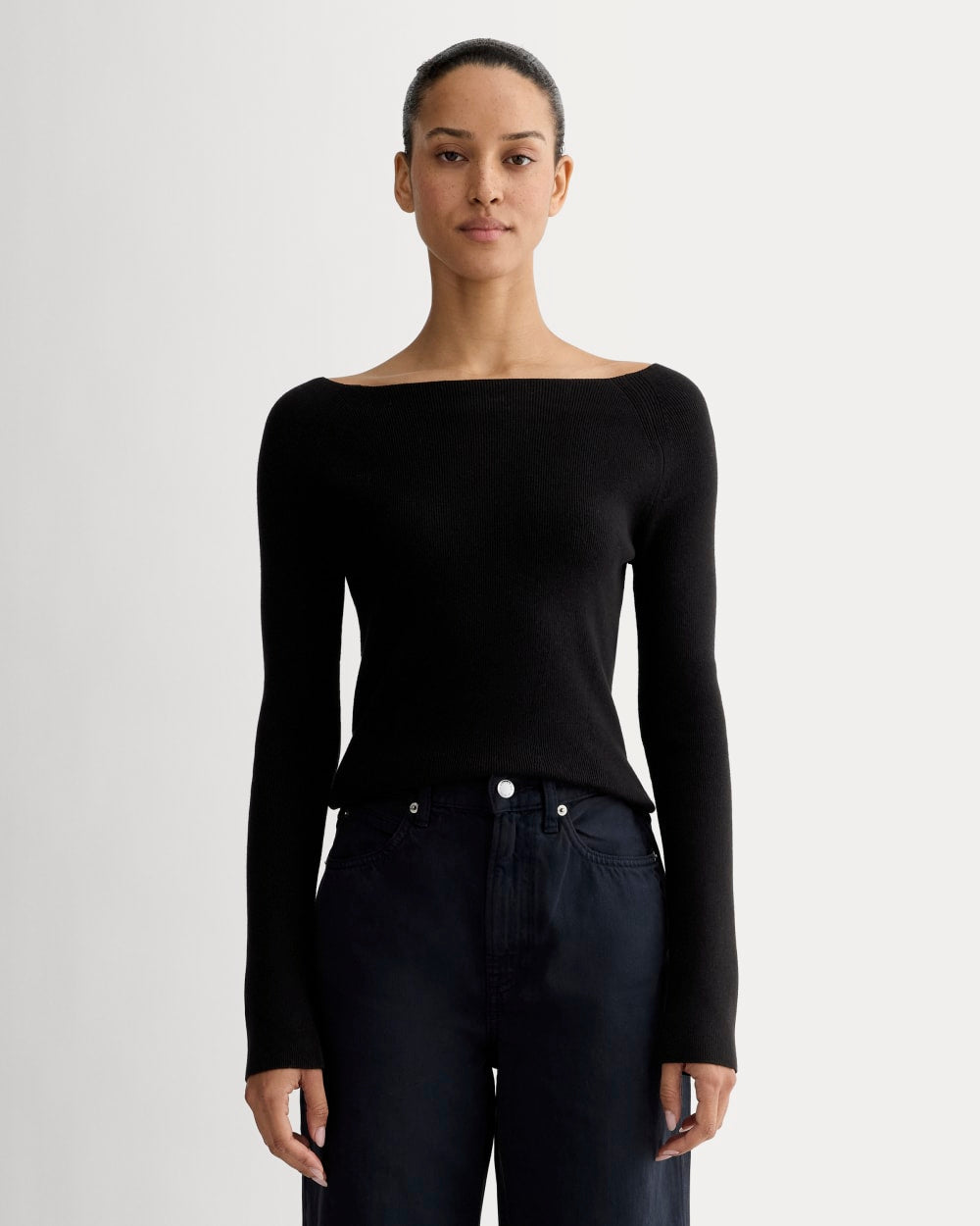 The Knit Boatneck Top | Black