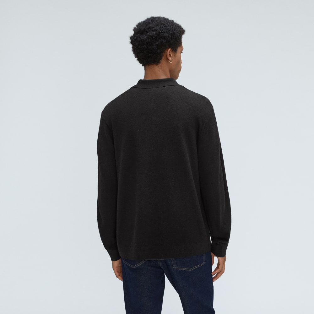 The Merino-Blend Sweater Polo | Black
