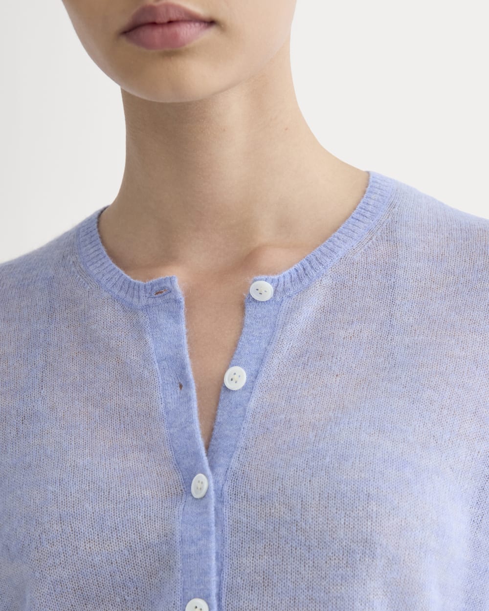The Air Alpaca™ Short-Sleeve Cardigan | Soft Blue