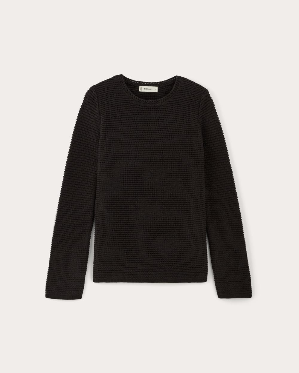 The Organic Cotton Open-Stitch Crew | Black
