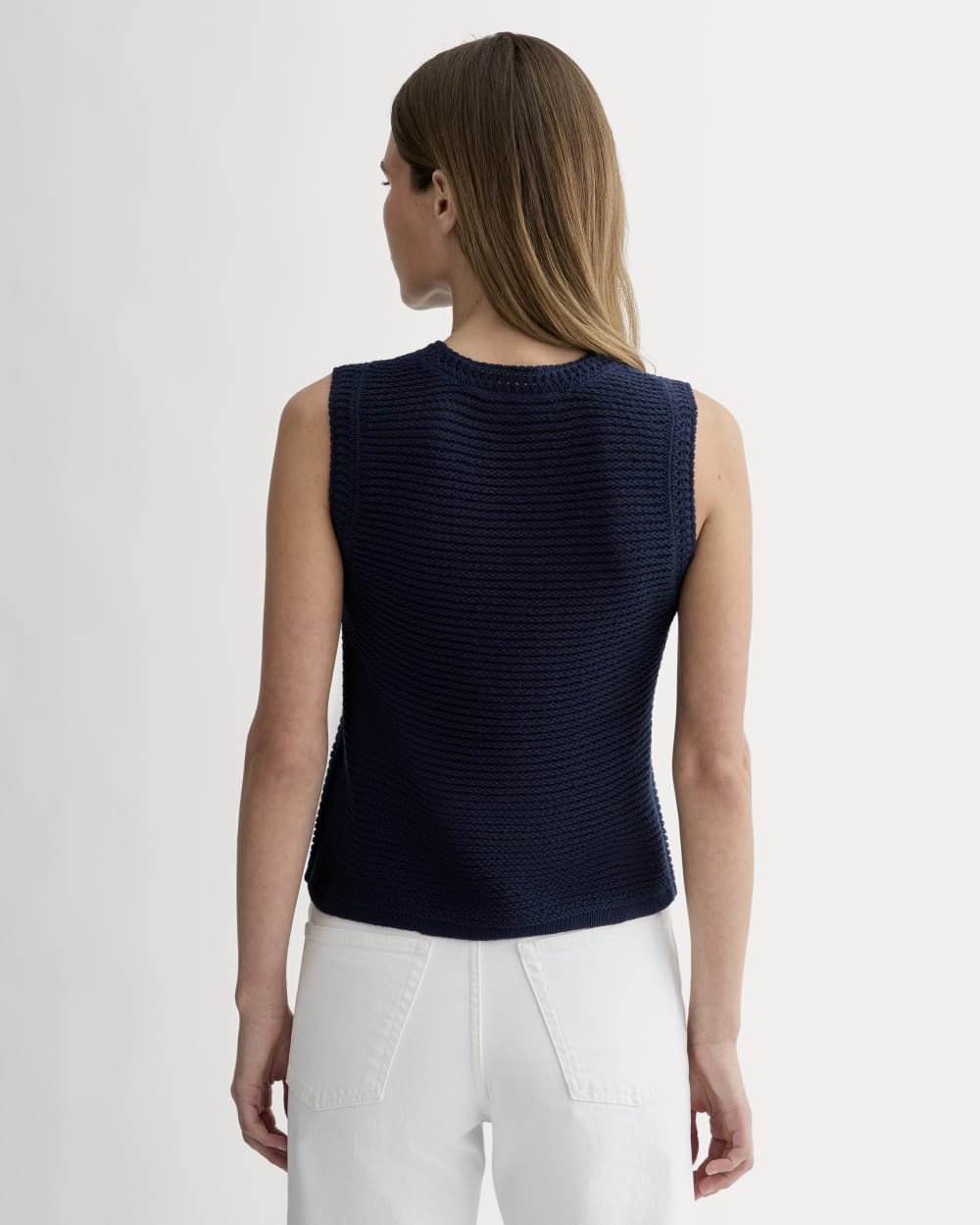 The Organic Cotton Open-Stitch Tank | Navy