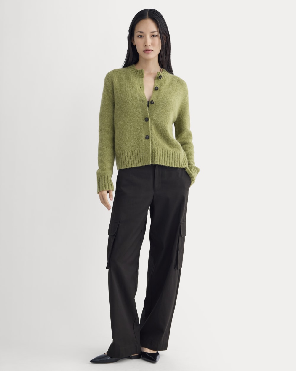 The Crew Cardigan in Alpaca | Moss