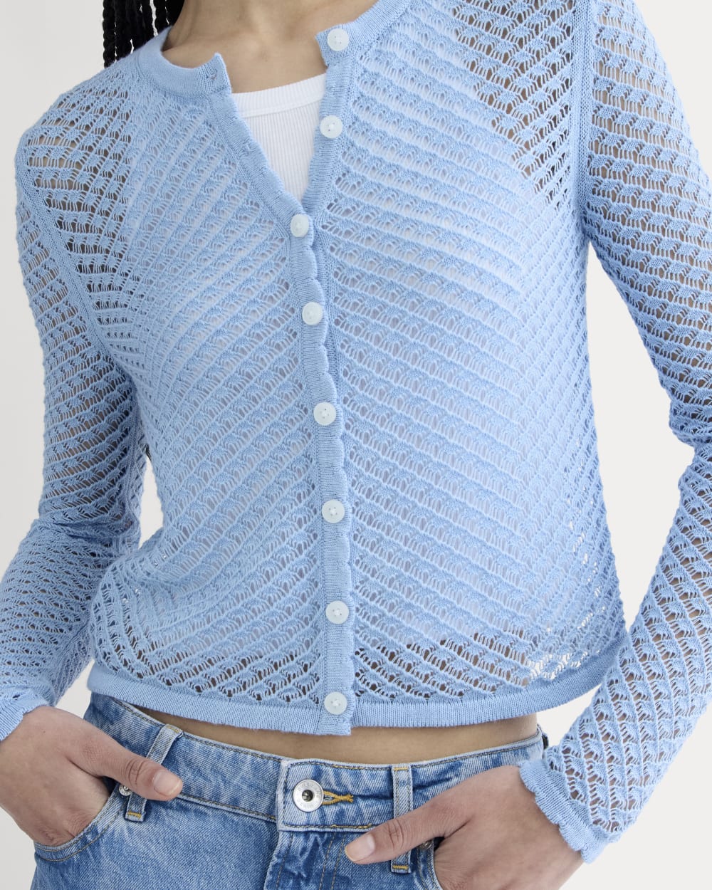The Lace Knit Cardigan | Sky Blue