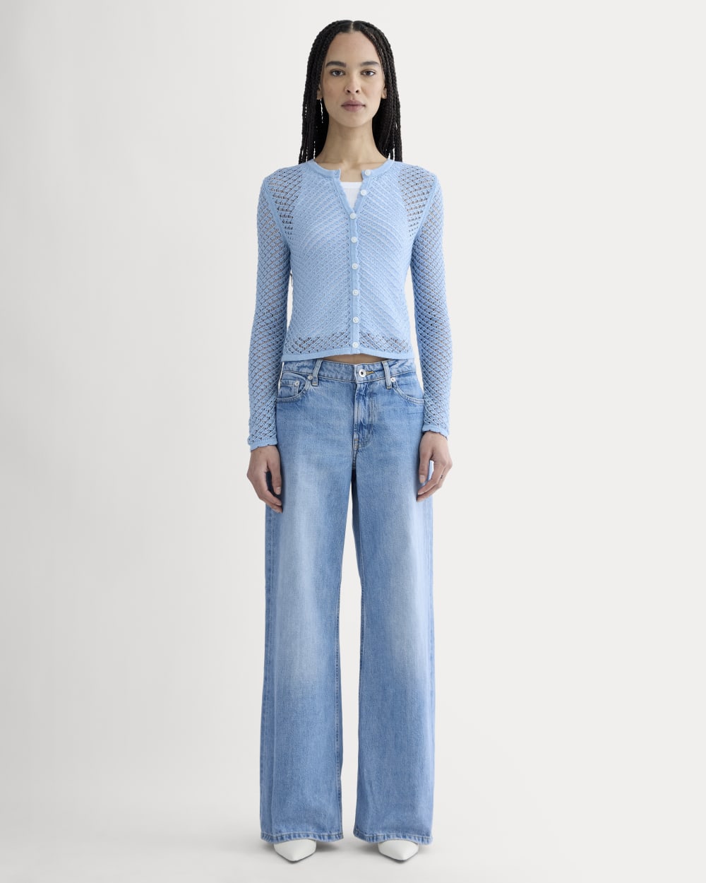 The Lace Knit Cardigan | Sky Blue