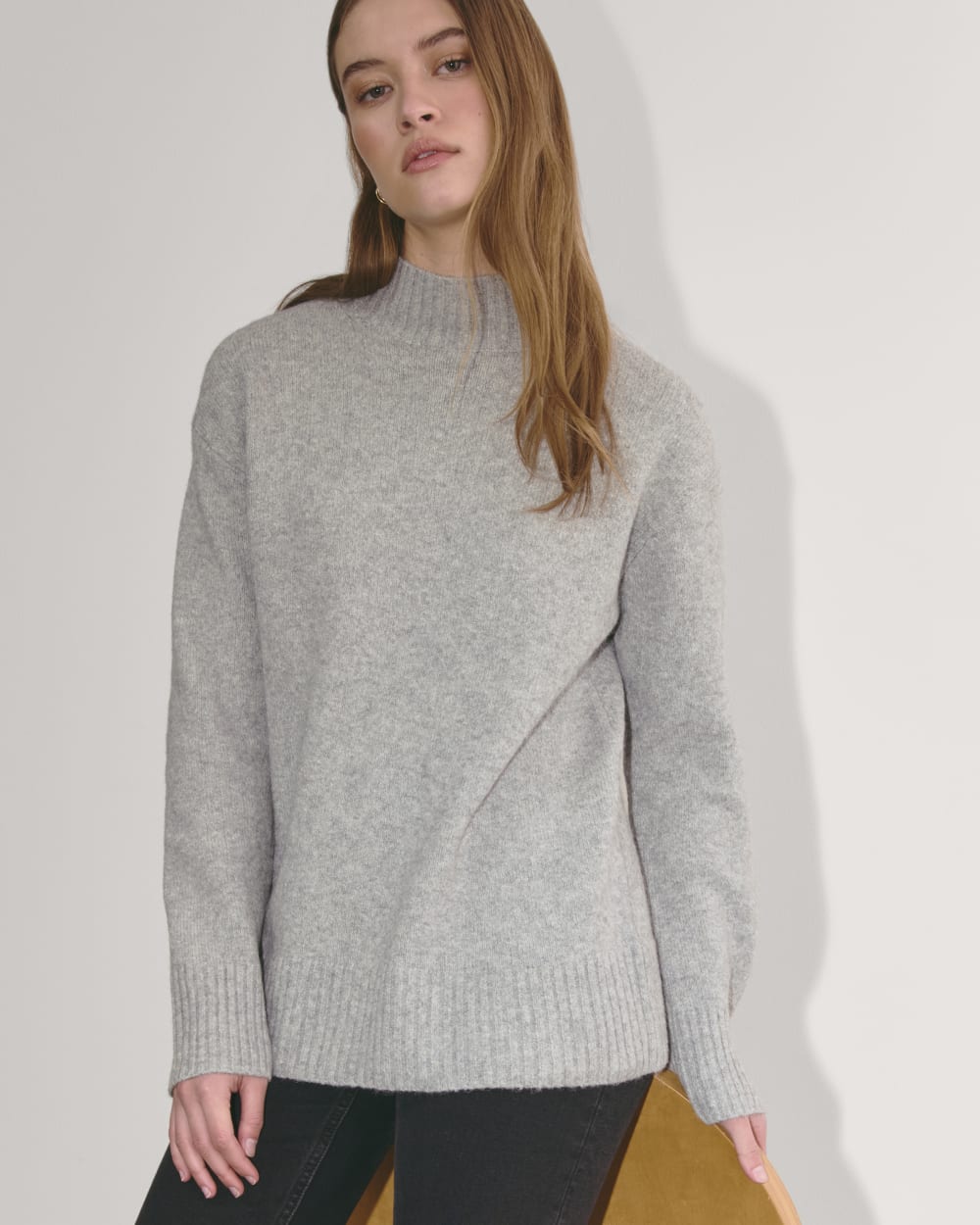 The Mockneck Sweater in Plush Cotton | Heathered Grey