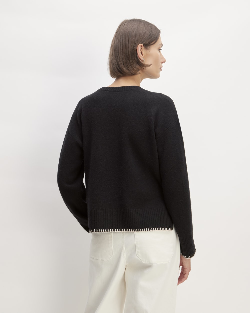 The Good Merino Wool Crewneck Sweater | Black / Buttermilk