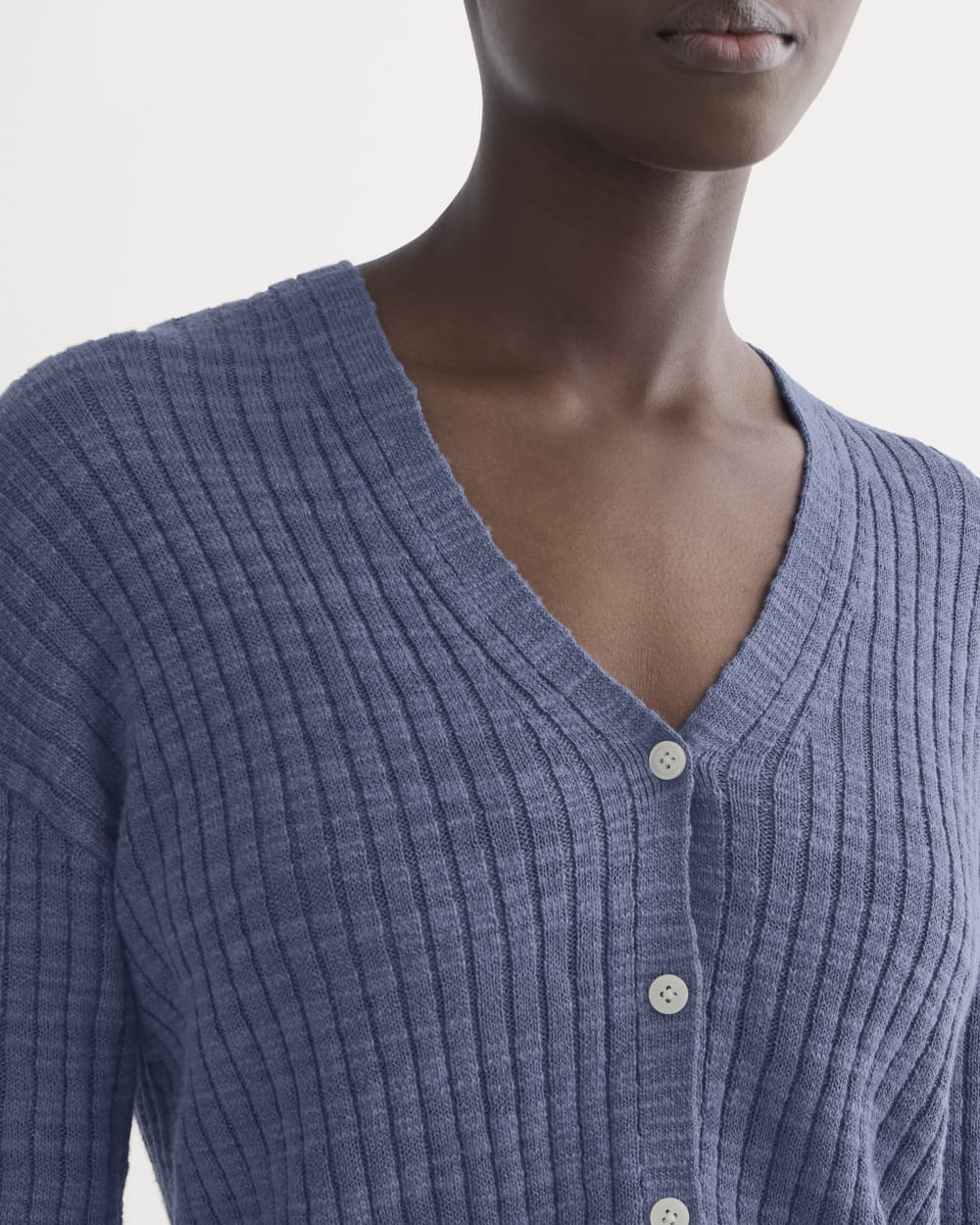The Ribbed Cardigan in Cotton Linen | Indigo
