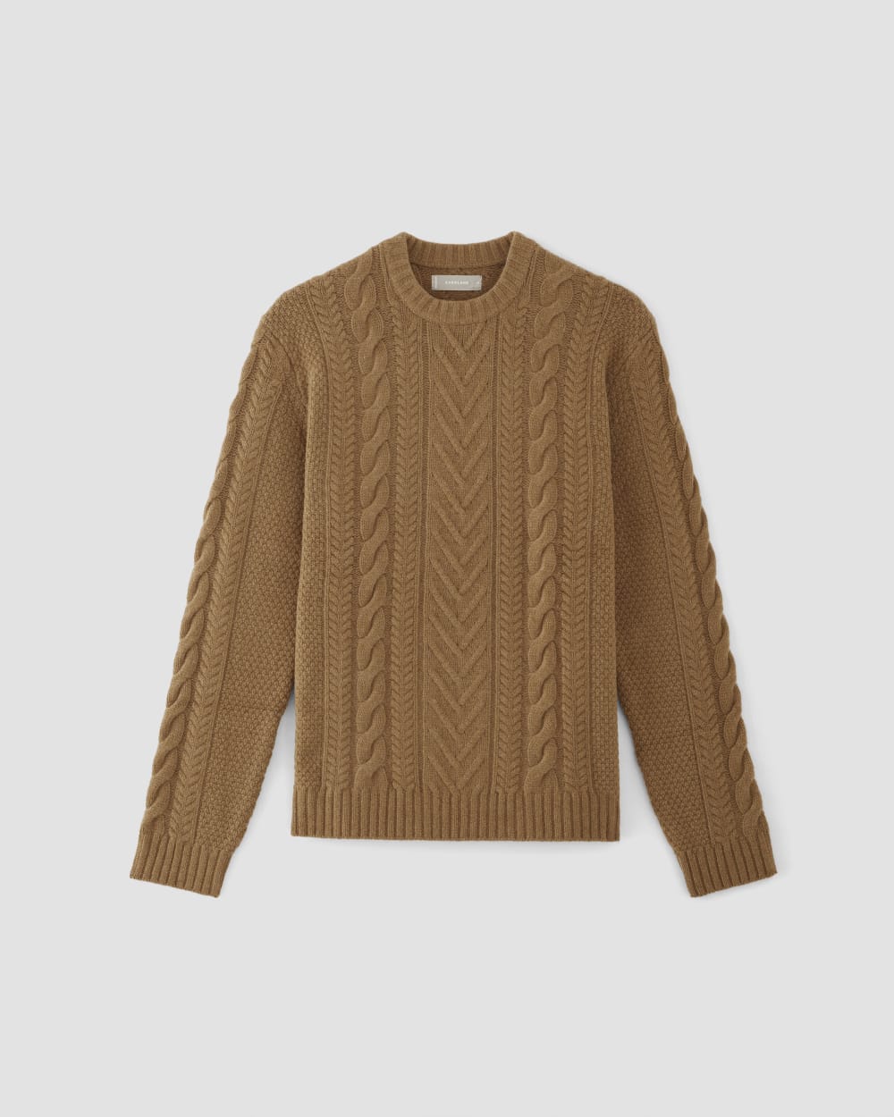 The Felted Merino Cable-Knit Crew | Deep Camel