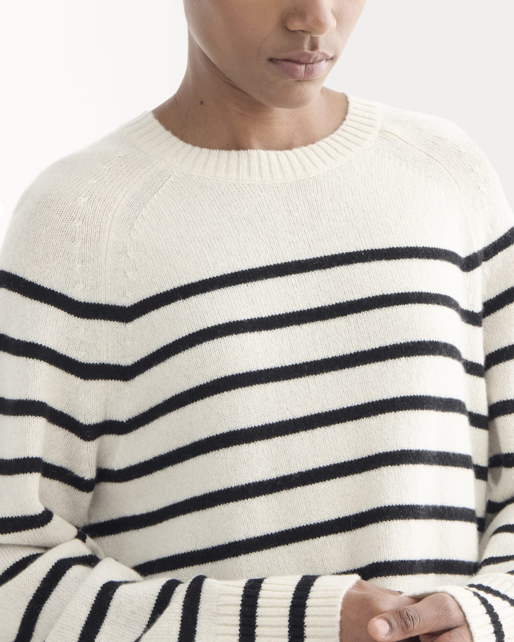 The Boxy Crew in Cashmere | Bone / Black