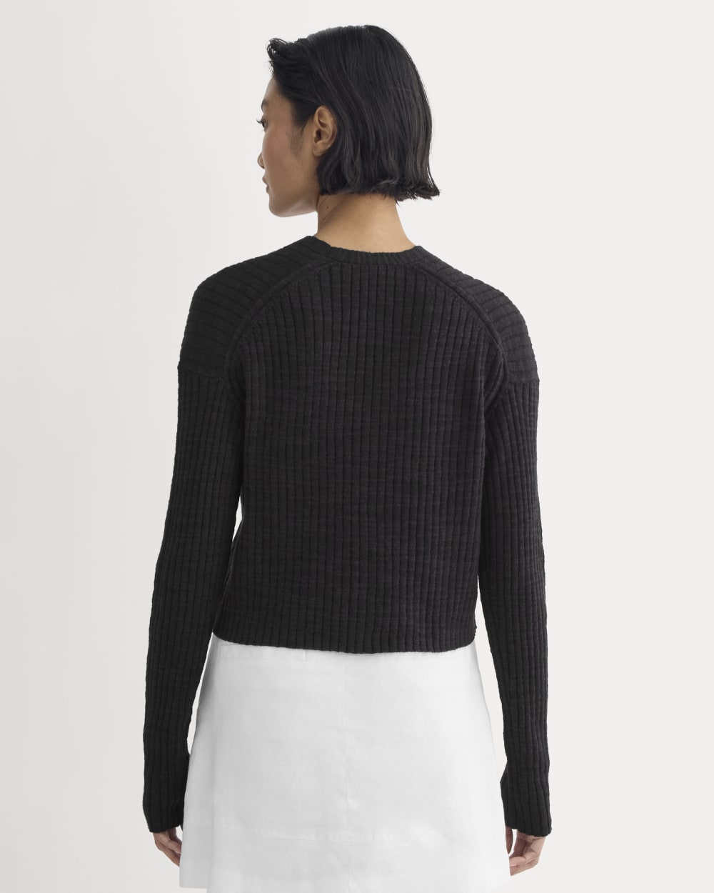The Ribbed Cardigan in Cotton Linen | Black