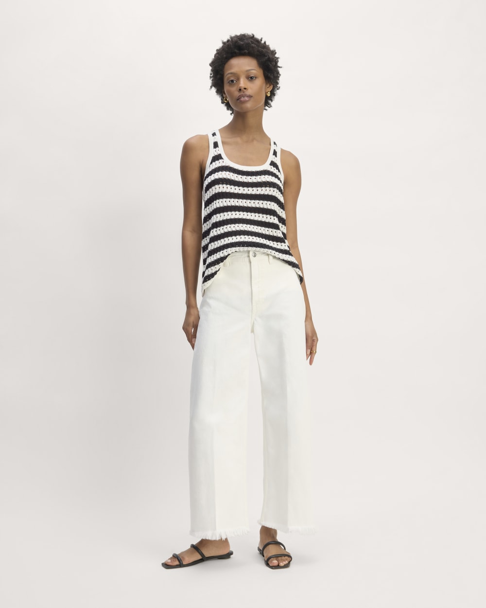 The Crochet Knit Tank | Bone / Black