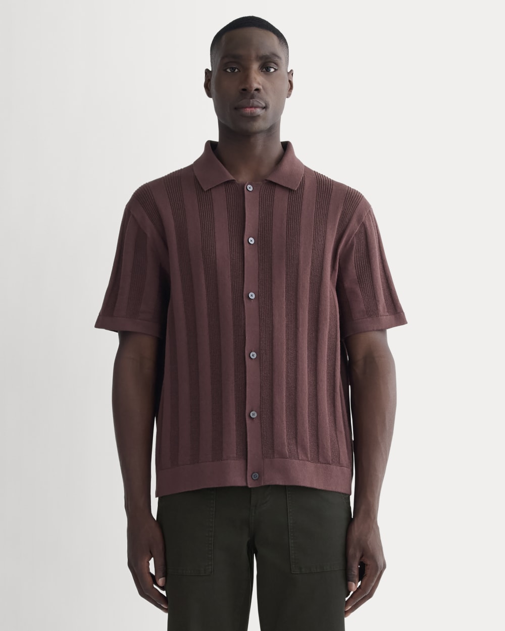 The No-Sweat Ribbed Polo | Dark Mahogany
