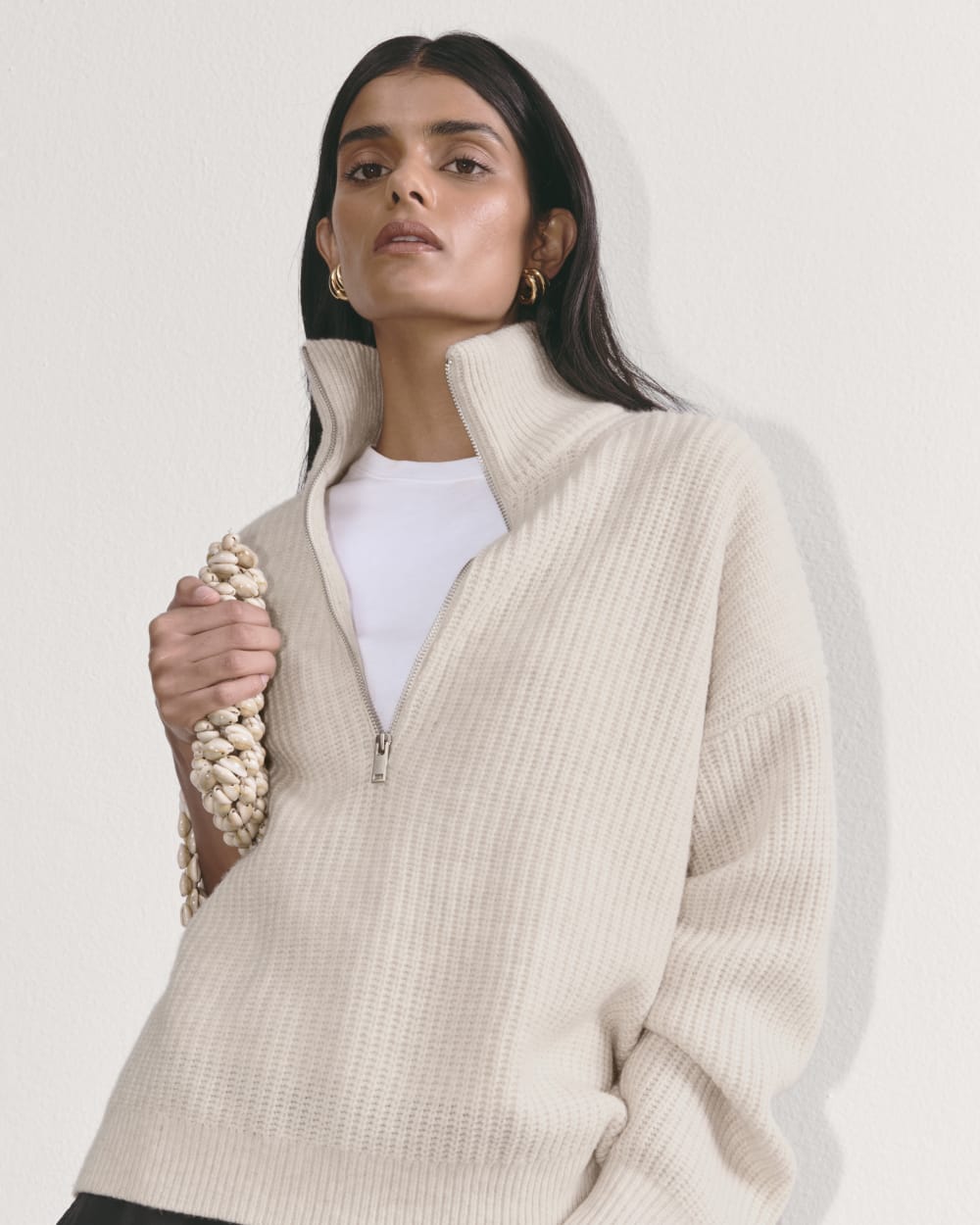 The Half-Zip Sweater in Luxe Merino | Heathered Oat