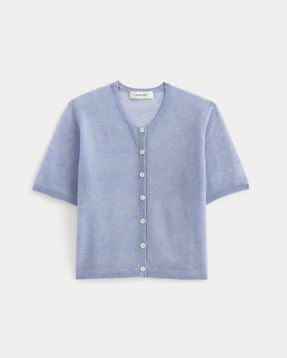 The Air Alpaca™ Short-Sleeve Cardigan | Soft Blue