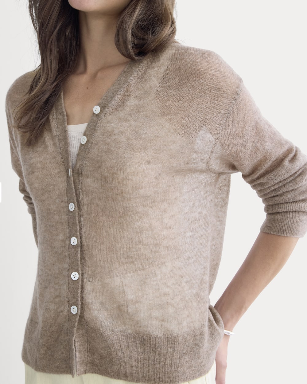 The Air Alpaca ™ High V Cardigan | Heathered Chocolate Chip