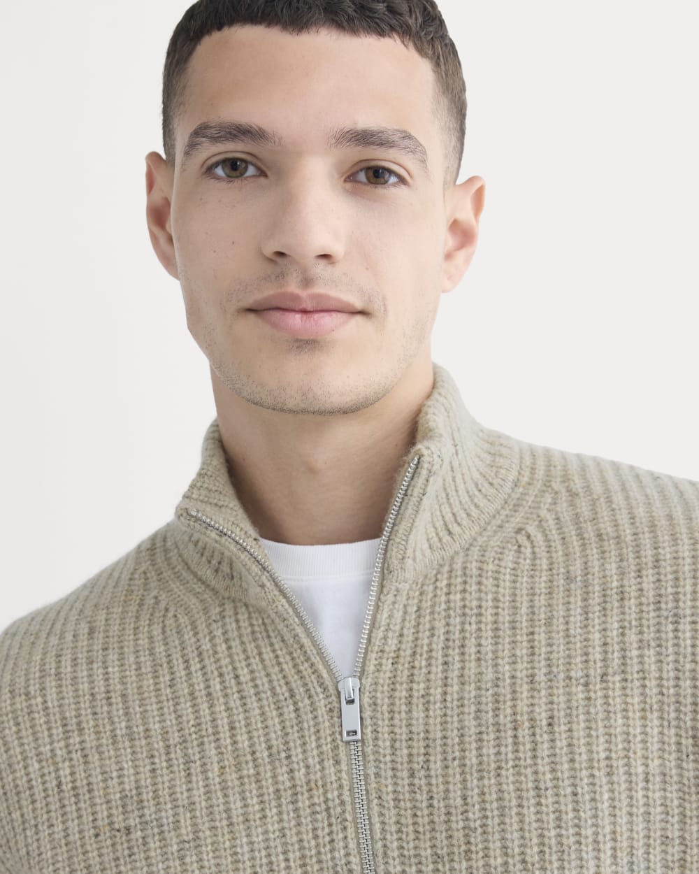 The Felted Merino Half-Zip Sweater | Heather Gravel Donegal