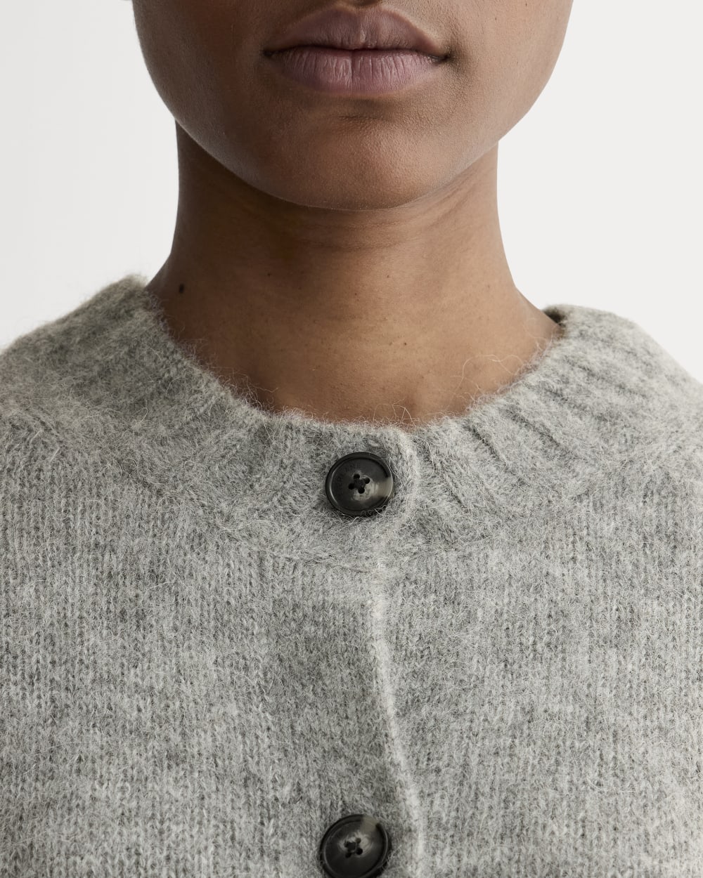 The Crew Cardigan in Alpaca | Heather Stone Grey
