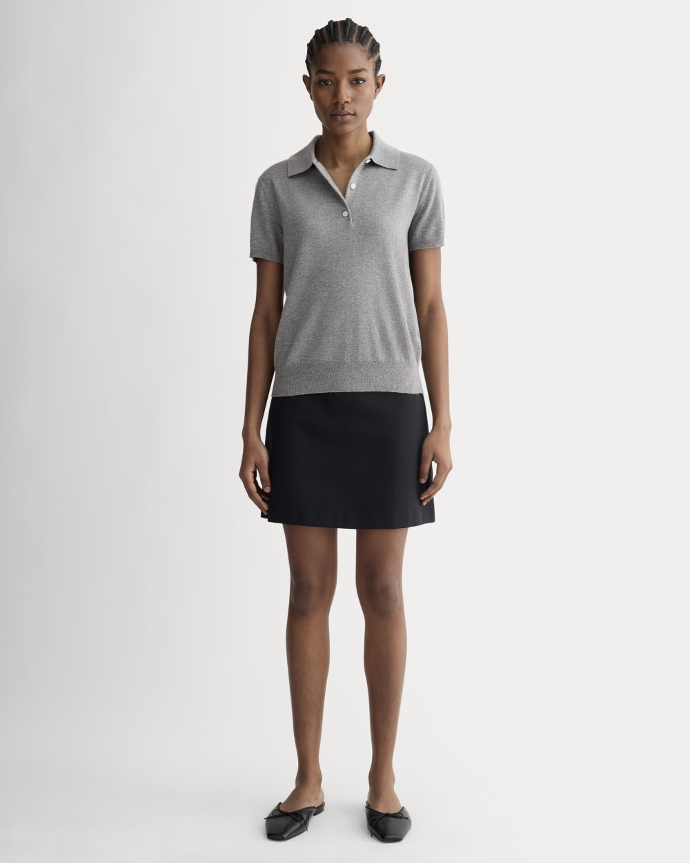 The Polo in Cotton Cashmere | Heather Charcoal