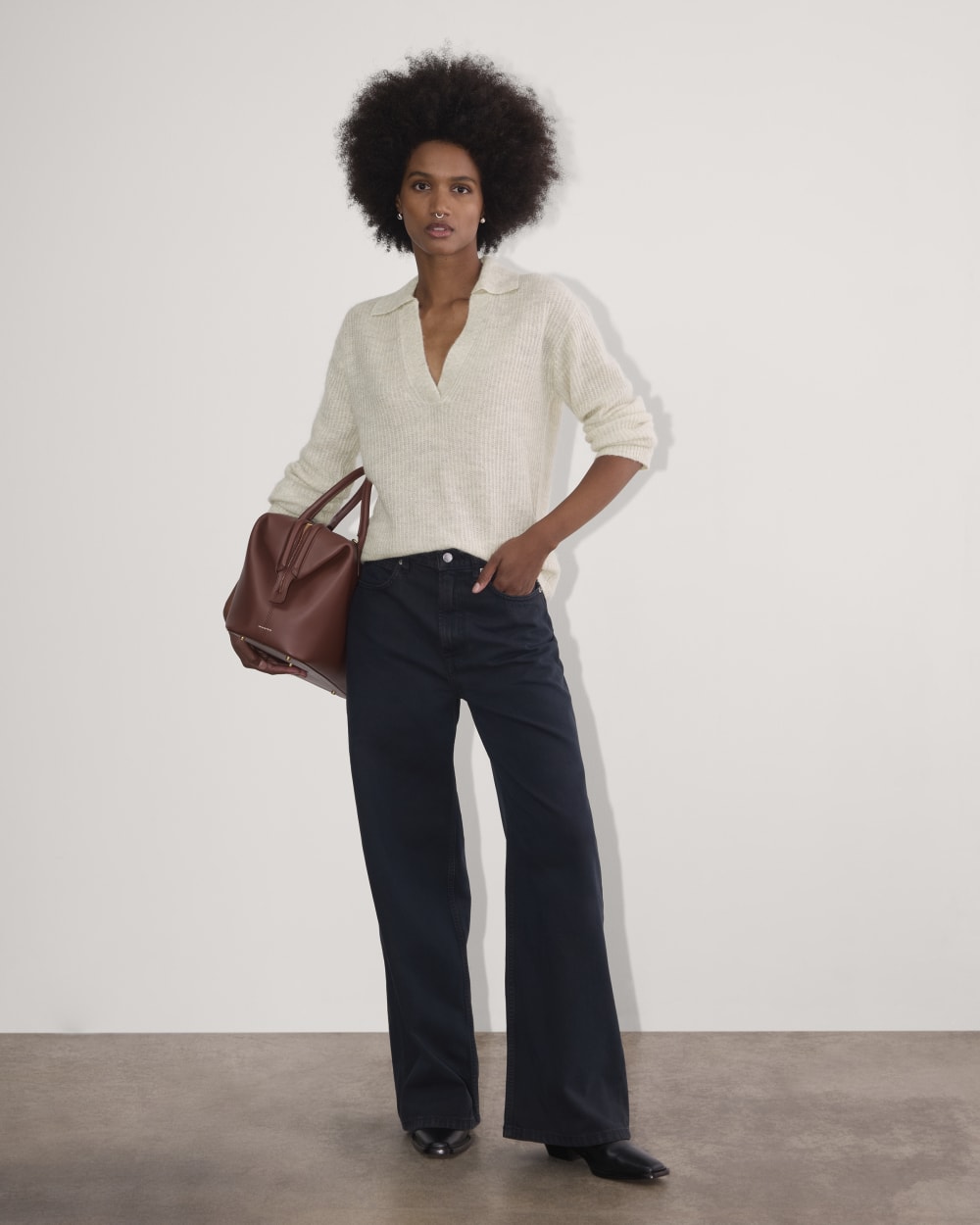 The Oversized Polo in Alpaca | Almond