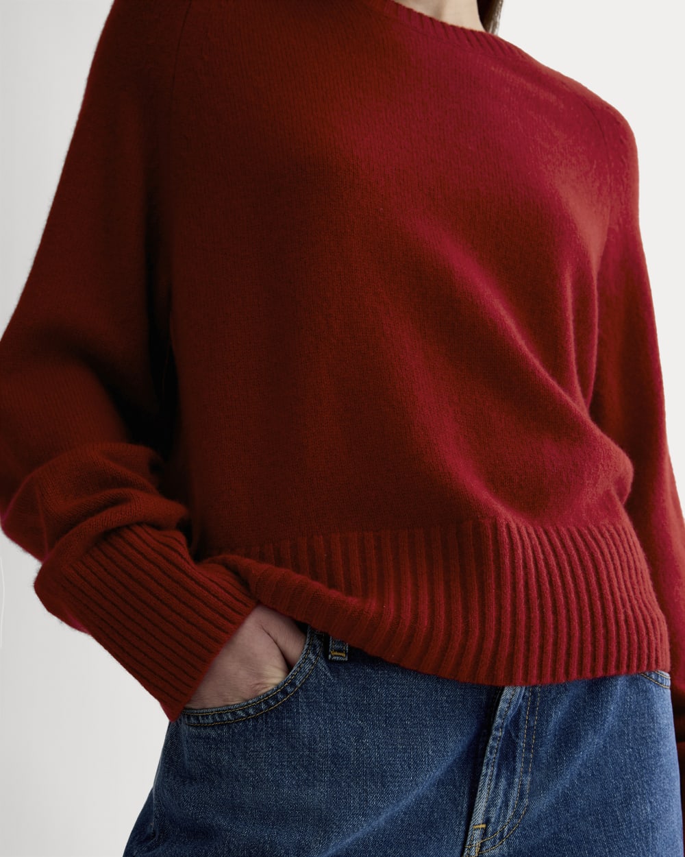 The Boxy Crew in Cashmere | Berry Red