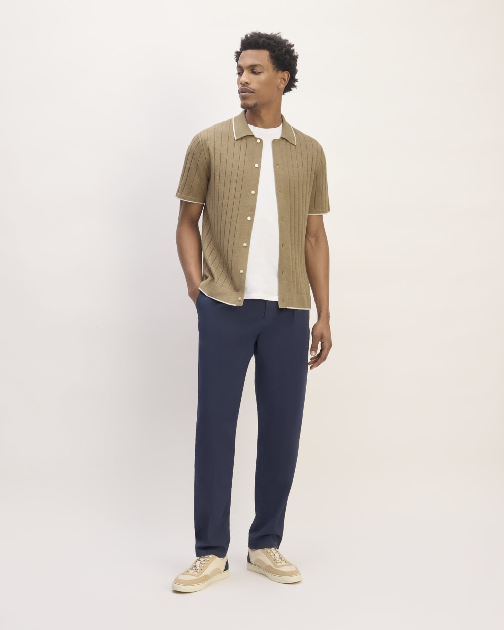 The No-Sweat Button-Down Polo | Dark Heathered Camel