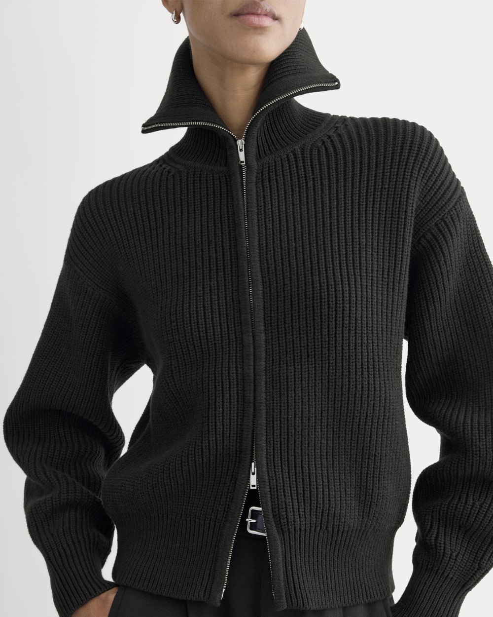The Full-Zip Sweater in Everyday Cotton | Black