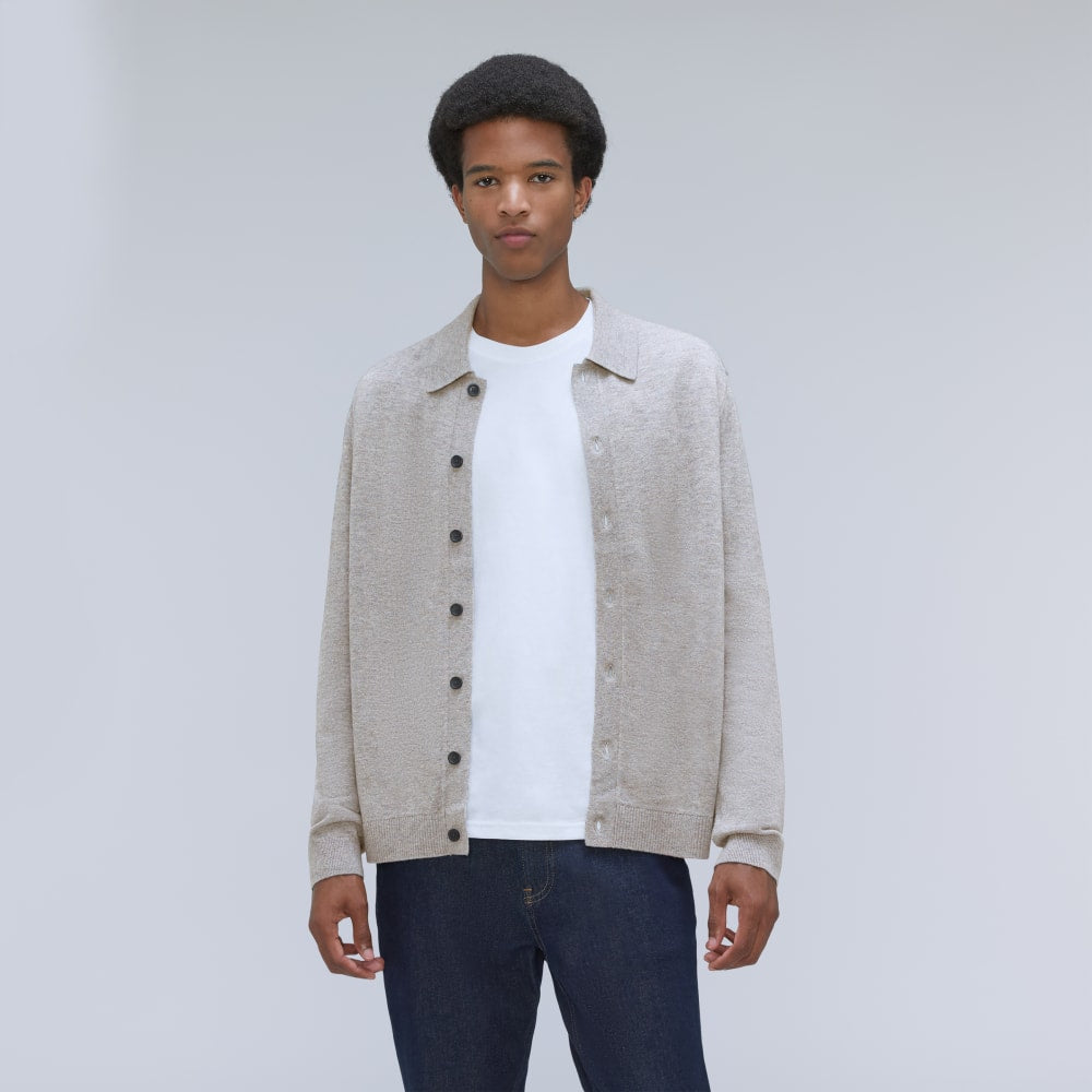 The Merino-Blend Sweater Polo |  Heathered Grey