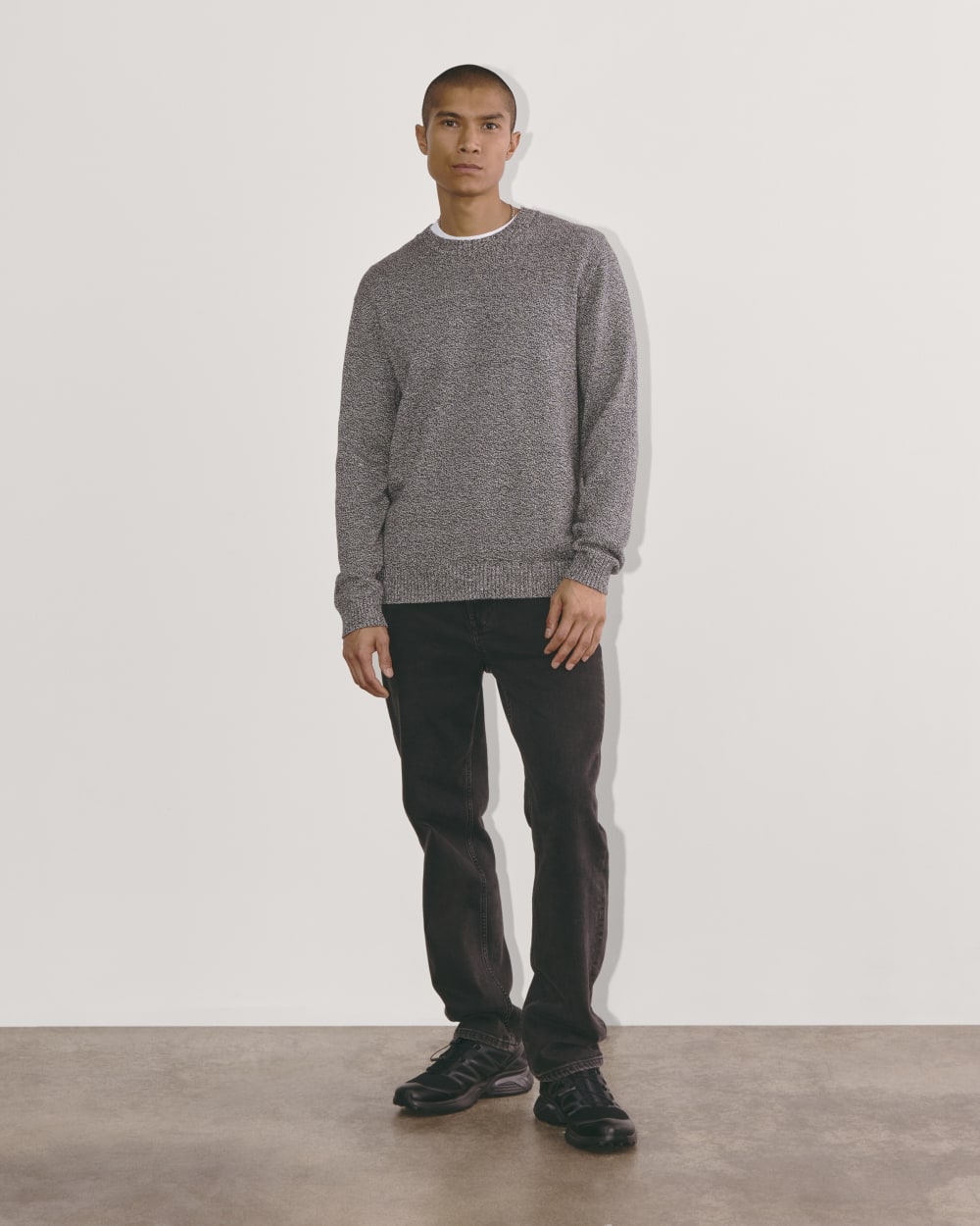 The Classic Sweater in Everyday Cotton | Canvas / Black Twist